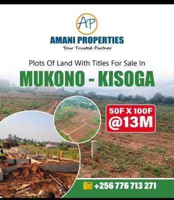 Good 50*100 Plots in Mukono Kisoga with Ready Titles, Kisoga Town, Mukono, Central Region, Residential Land for Sale