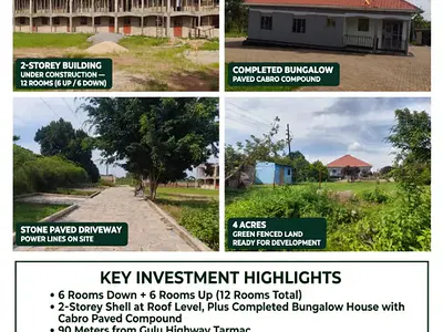 12 Bedroom House with 3 Bedroom Bungalow on 4 Acres — Gulu Highway, Luweero, Central Region